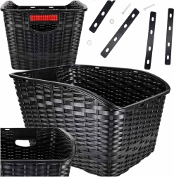 Rattan-bagkurv til cykel til bagagebærer med refleks