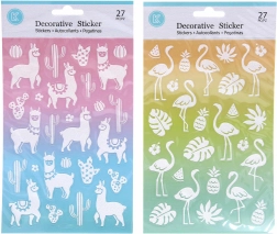 Glitrende klistermærker 14,6 × 25,5 cm – lama eller flamingo