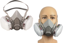 Halvmaske mod støv med lakbeskyttelse og to kulfiltre