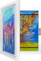 Udskiftningsramme til børnetegninger i A4 med frontåbning – plads til op til 150 værker