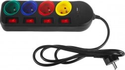 Overspændingsbeskyttet forlængerlist MACLEAN 4 stik med afbrydere og USB-A/USB-C 1,5 m