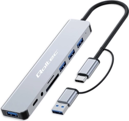 HUB adapter 8-i-1 USB-C/USB med støtte for SD/TF-kort og 3,5 mm jack