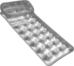 Oppustelig strandmadras med ryglæn, sølvfarvet