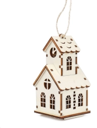 Træets magi mellemstort hus – lille kirke med tårn og LED-lys