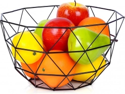 Metalkurv til frugt med aftagelig krog, sort