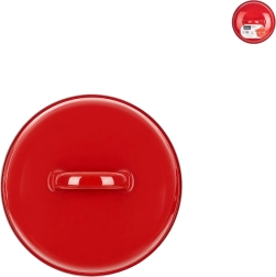 Emaljeret låg med kant diameter 13 cm rød - 1 stk.
