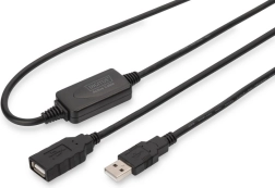Aktiv USB 2.0 forlængerkabel USB‑A (han) til USB‑A (hun) 10 m, sort