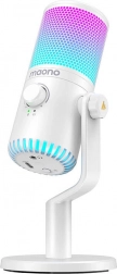 gamingmikrofon maono dm30 rgb – hvid usb‑mikrofon med rgb‑baggrundsbelysning