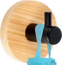 Selvklæbende bambus vægkrog med sort metal 5 × 3,5 cm