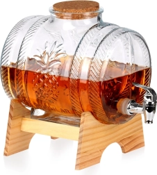 Glasdrikkevaredispenser med hane og træstativ 5 l