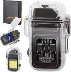 Plasma-lighter med LED-lygte, USB-genopladelig, vandafvisende