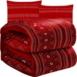 vinterrødt sæt – blød mikrofleeceplaid 160 × 200 cm + 2 pudebetræk 40 × 40 cm