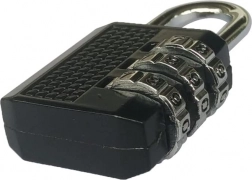 Kodelås hængelås til bagage, 3-cifret, sort