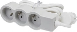 Forlængerledning 3x2P+J 1,5 m hvid/grå