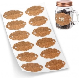 Selvklæbende korketiketter til glas, 12 stk.