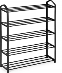 Metalsk skoreol med 5 hylder, sort