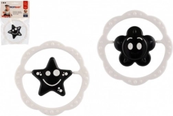 plastisk rangle og bidering i ring 12 cm, sort/hvid, fra 0 måneder