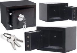 Hjemmesikker stålsafe med nøgle, sort 35 × 25 × 25 cm