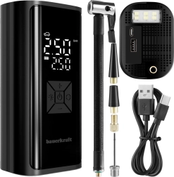 Trådløs elektrisk dækkompressor med powerbank og LED-lommelygte