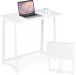 Sammenklappeligt computerbord 80 × 45 cm hvidt modernhome