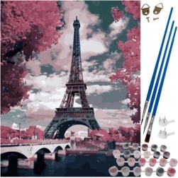 Maling efter tal 40 × 50 cm – Eiffeltårnet på ramme