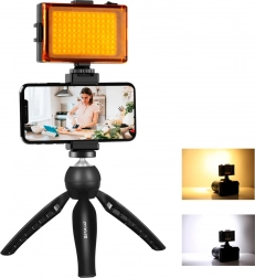 Sæt til live streaming Puluz med stativholder og LED-lampe