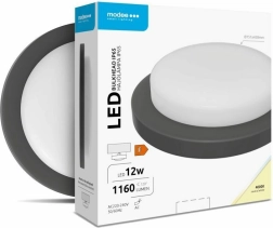 Rundt væg-/loftmonteret LED-armatur 12 W, 4000 K, 1160 lm, sort – MODEE LED Bulkhead Round