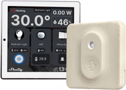 Shelly Wall Display Wi‑Fi/BLE hvid + BLU H&T Ivory – smart sæt med panel og sensor