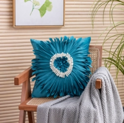 Dekorativt pudebetræk med krysantemummønster 45x45 cm