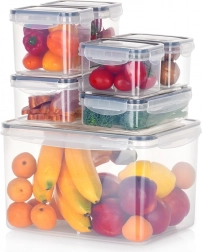 Sæt med lufttætte madopbevaringsbokse med låg og tætningsring, 7 stk.