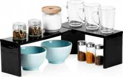 Hjørne-køkkenhylde, sort, 47 × 32 × 15,5 cm