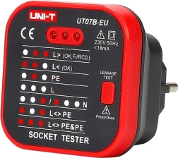 Stikdåsetester med RCD UNI-T UT07B-EU