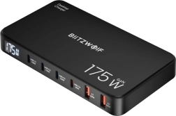 BlitzWolf stationær GaN-oplader 175 W, 4× USB‑C + 2× USB‑A, 6-i-1