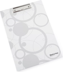 Skriveplade A4 med laminering, hvid, sort og hvid