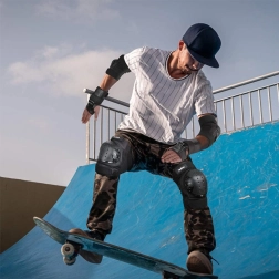 Børnesæt med beskyttelse til rulleskøjter, skateboard og cykel (6 stk) – sort, størrelse M