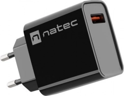 Vægoplader NATEC Ribera 1× USB‑A 18 W, sort