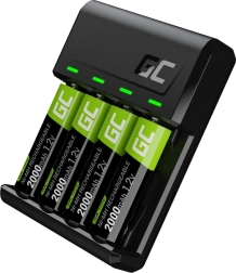 Oplader GREEN CELL VitalCharger + 4x AA genopladelige batterier 2000 mAh Ni-MH