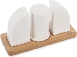 Salt- og peberbøsse i porcelæn med stander WHITELINE, 4-delt sæt