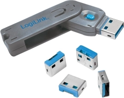 USB-portblokering LOGILINK med nøgle – sæt med 4 stk.