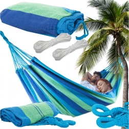 Dobbelt haveslyngehængekøje XXL 200 × 150 cm, stribet, med taske