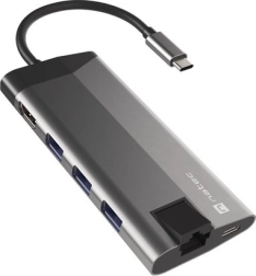 USB‑C-hub NATEC Fowler Plus 8 i 1, 3× USB 3.0, HDMI 4K, RJ‑45, SD/microSD, PD 100 W