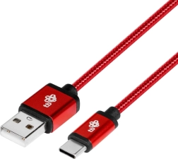 Oplader- og datakabel USB‑C 1,5 m – rubinrød, flettet