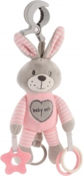 Plys vibrerende legetøj med klips Baby Mix kanin rosa 22 cm