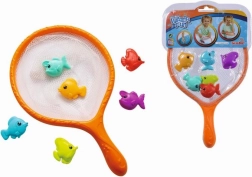 Fangstnet med farverige små fisk