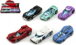 Metalt sportsbil 8 cm med friløb – mix af farver, 12 stk i boks