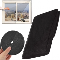Sort insektnet til vinduer med selvklæbende burrebånd 150 × 130 cm
