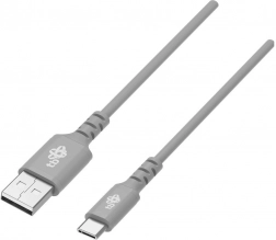 USB–USB‑C silikonekabel 2 m, grå, hurtig opladning