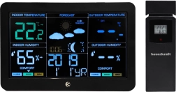 Trådløs vejrstation med udendørs sensor, barometer og radiostyret ur