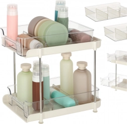 To-etagers akrylorganisator med udtrækshylder og skillevægge