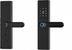 Smart håndtag Tuya, elektronisk lås med fingeraftryk, kode, Wi-Fi, RFID - sort
